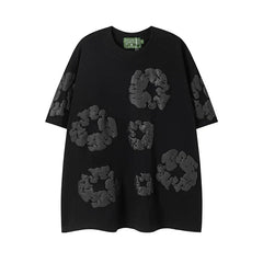 Denim Tears Black Tonal All‑Over Cotton Wreath Print  T‑Shirt